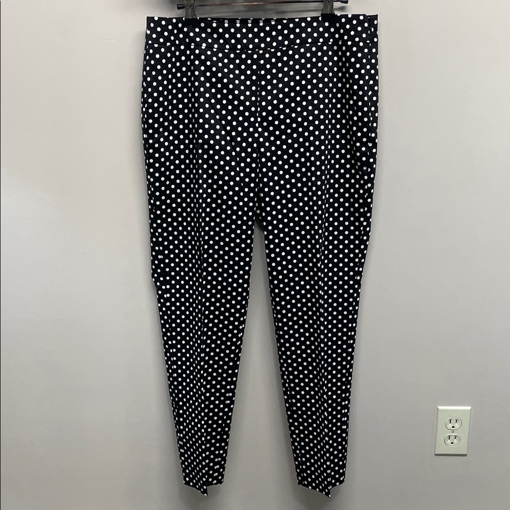 NWOT Talbots Chatham Ankle Pants Black and White Polka Dot 8P